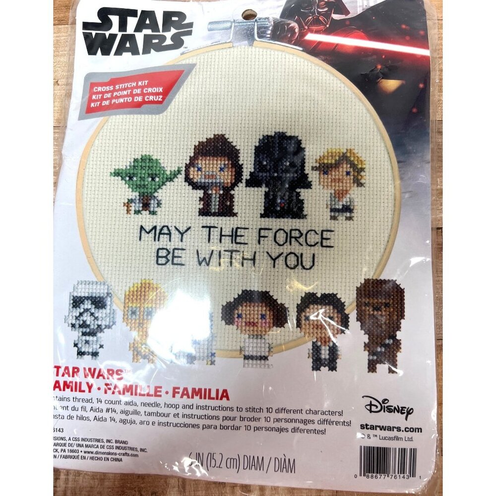 Star Wars Cross Stitch Kit - "May The Force Be With You" - 15.2cm Diameter